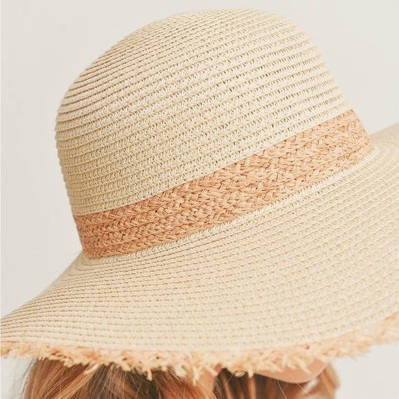 Frayed Edge Straw Floppy Hat - Picture 3 of 9